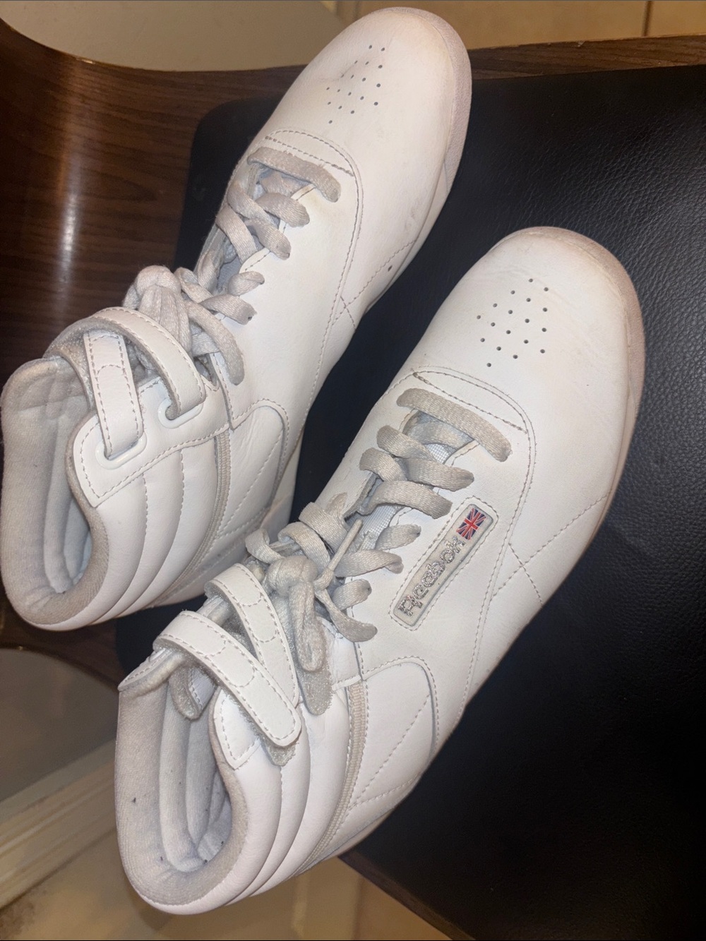 Reebok Men's White High-Top Sneakers with Strap